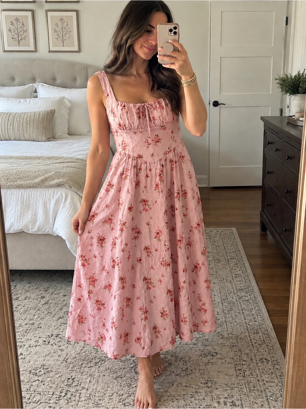 Reformation Balia Linen Midi Dress in Tea Time Size 8